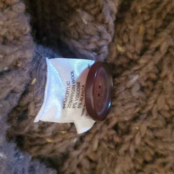 Isabella Sinclair Chunky Knit Cardigan Sweater Brown Shawl Collar Cozy Fall Sz M - Picture 5 of 5